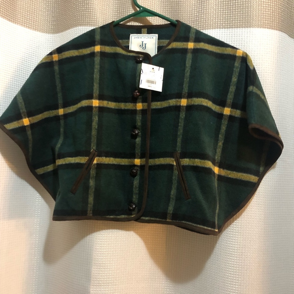 NWT Janie and Jack plaid poncho size 3-4